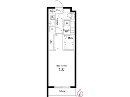 グレーシア草加(1K/1階)の間取り写真