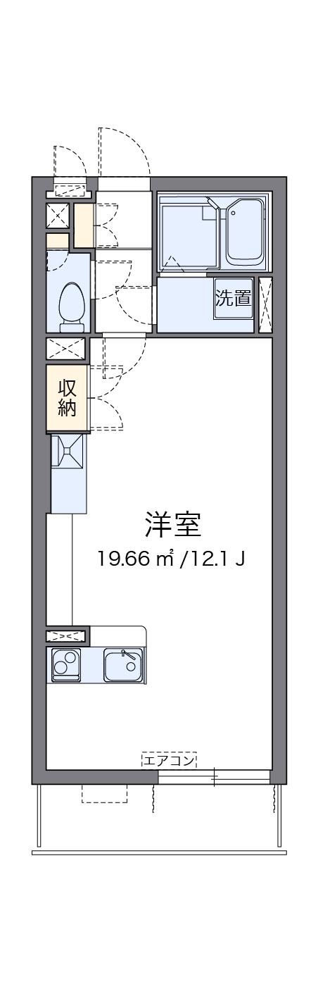 ミランダクレールコート新里(ワンルーム/1階)の間取り写真