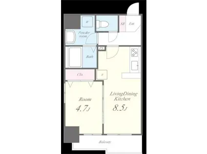 アールクレスト秋葉原(1DK/6階)の間取り写真