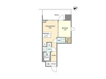 ヴィラクレール浅草(1DK/7階)の間取り写真