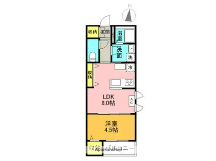 アレス西新井(1LDK/2階)の間取り写真