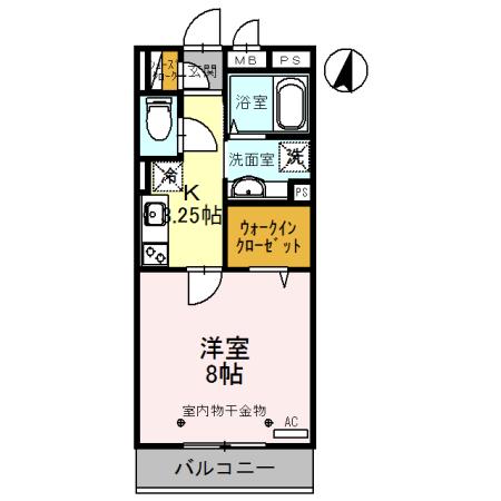 クラール獨協(1K/2階)の間取り写真