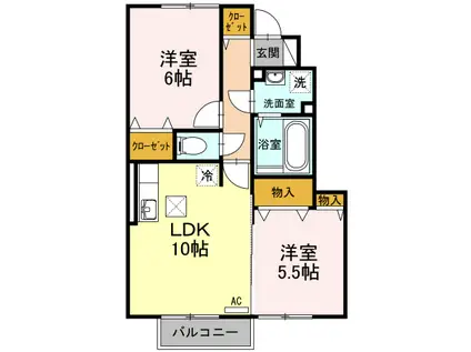 サン ガーデン(2LDK/1階)の間取り写真