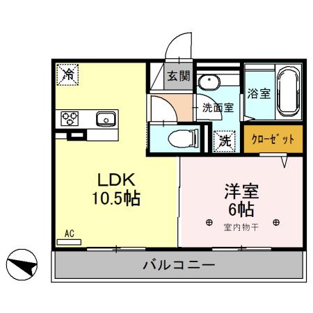 ロイジェントパークス草加手代B(1LDK/3階)の間取り写真