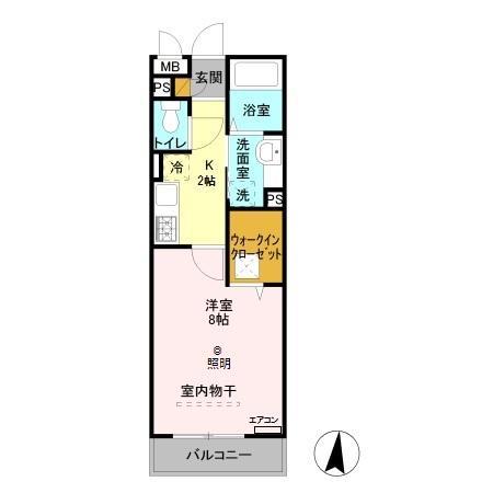 ヴィルクレールⅡ(1K/1階)の間取り写真