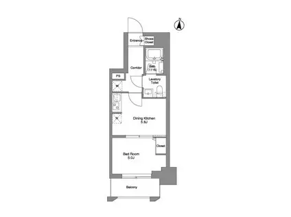 クラリティア綾瀬(1DK/11階)の間取り写真