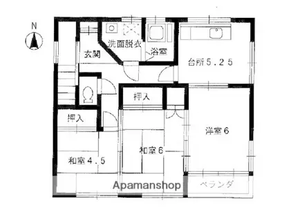 日暮里舎人ライナー 谷在家駅 徒歩12分 2階建 築51年(3K)の間取り写真