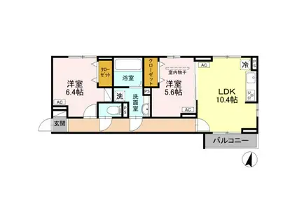 レジデンス新宿(2LDK/2階)の間取り写真