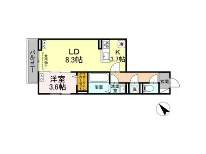 セレスティア白鳥(1LDK/3階)の間取り写真