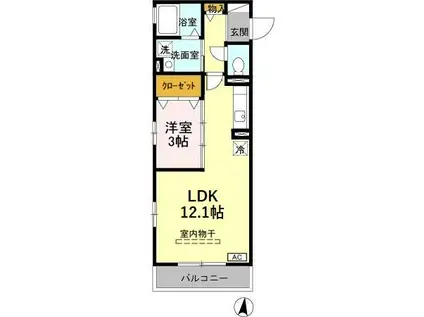 トゥールフルール(1LDK/2階)の間取り写真