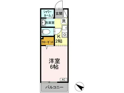スクエア高砂 (1K/1階)の間取り写真