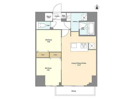 クラリティア西日暮里(2LDK/10階)の間取り写真