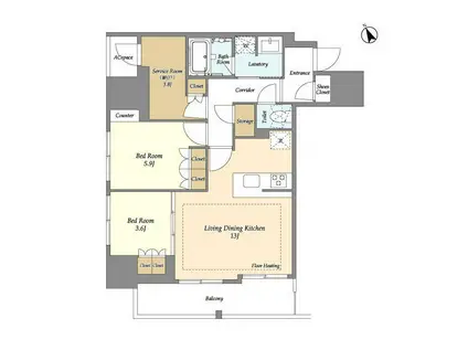 オアーゼ日暮里レジデンス(2SLDK/3階)の間取り写真