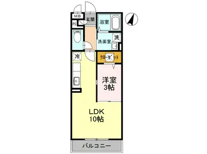 ヴェルドミール I(1LDK/3階)の間取り写真