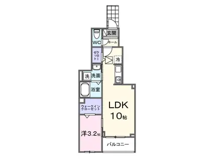 リシェール(1LDK/1階)の間取り写真