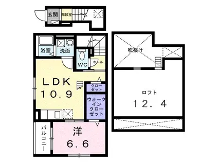 MODERNO(1LDK/2階)の間取り写真
