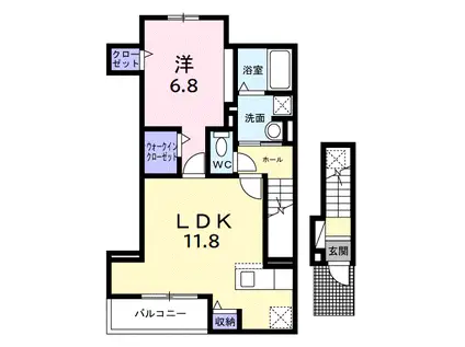 ルミエール ワイズ(1LDK/2階)の間取り写真