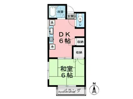 ハイツヤハギ(1K/1階)の間取り写真