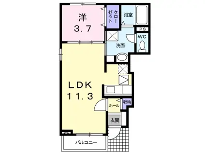 ベルコリーヌ(1LDK/1階)の間取り写真