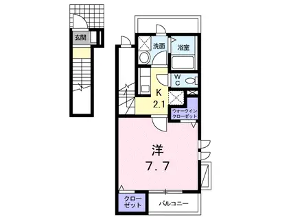 ミルト・ブリーゼ(1K/2階)の間取り写真