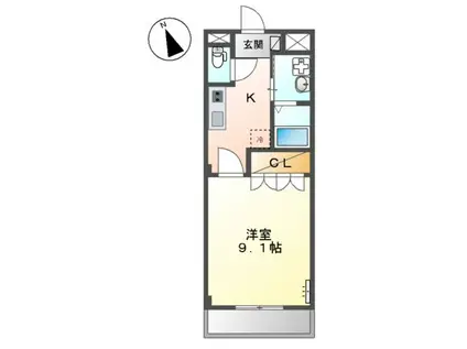 ペティハウス弐番館(1K/3階)の間取り写真