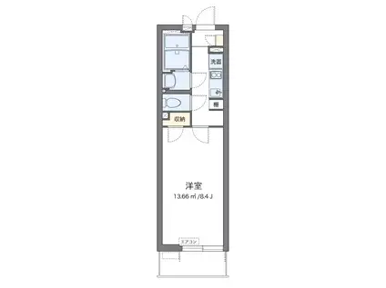 クレイノTハウス 弥生町(1K/3階)の間取り写真