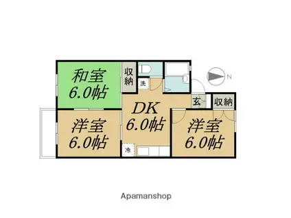 ウォーターパーク塚本C棟(3DK/1階)の間取り写真