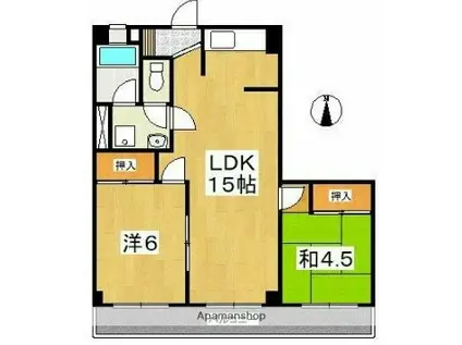 学園スカイマンション(2LDK/6階)の間取り写真