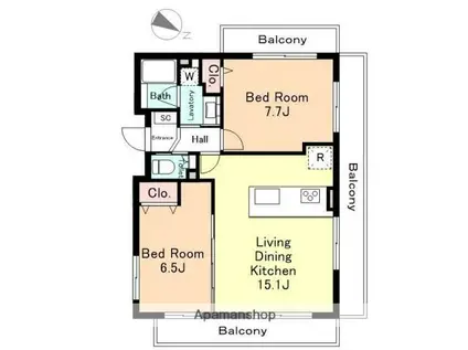 VELFARRE彩 SETAGAYA(2LDK/2階)の間取り写真