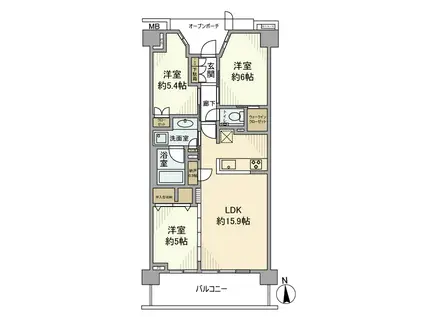 プラウド練馬中村橋マークス(3LDK/5階)の間取り写真
