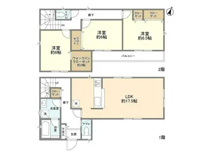 西武池袋・豊島線 清瀬駅 徒歩21分 2階建 築2年(3LDK)の間取り写真