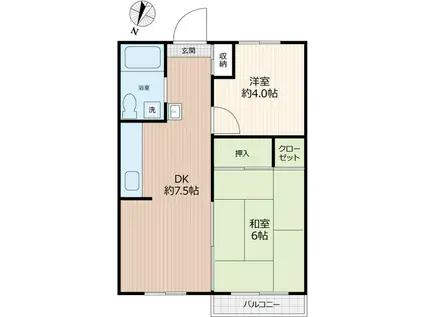 氷川台コーポ(2DK/1階)の間取り写真