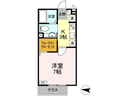 アレイヴィラ(1K/1階)の間取り写真