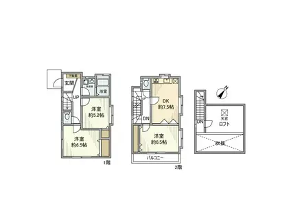 西武鉄道新宿線 武蔵関駅 徒歩15分 3階建 築29年(3DK)の間取り写真