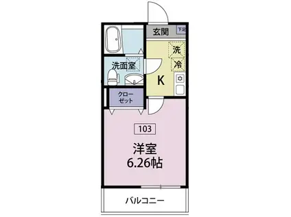 アジュール清瀬(1K/1階)の間取り写真