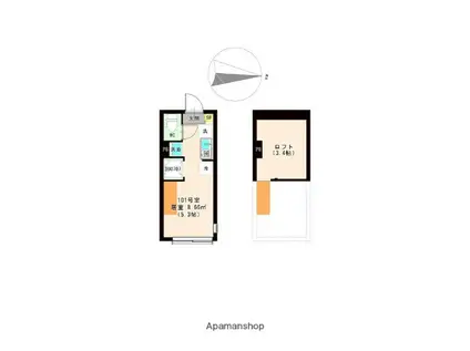 THE MARIS COURT 練馬(ワンルーム/1階)の間取り写真