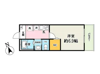 キャメル所沢狭山ヶ丘3B(1K/1階)の間取り写真