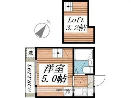パレス清瀬Α(1K/1階)の間取り写真