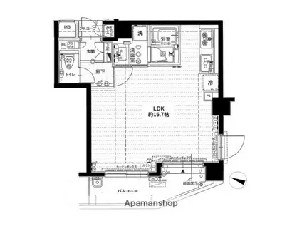 ロータリーパレス文京春日(ワンルーム/2階)の間取り写真