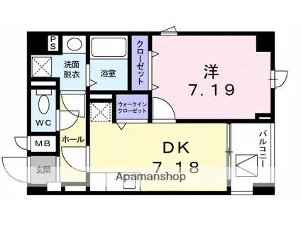 シャインツリー両国(1DK/6階)の間取り写真