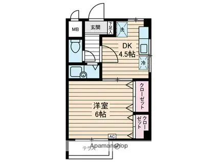 RIKIパレス(1DK/1階)の間取り写真