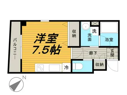 エルクレスト(ワンルーム/1階)の間取り写真