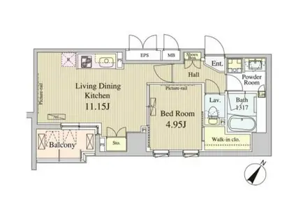 コートラクリア人形町(1LDK/8階)の間取り写真