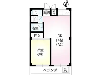 キャッスルハイム(1LDK/1階)の間取り写真