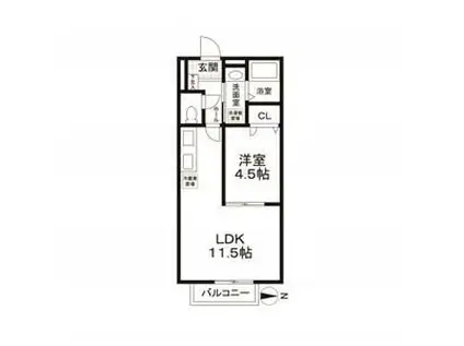 FOREST SIDE(1LDK/1階)の間取り写真