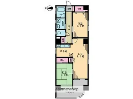 ヴァンヴェール(2LDK/2階)の間取り写真