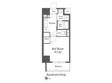 ルクレ菊川(1K/5階)の間取り写真