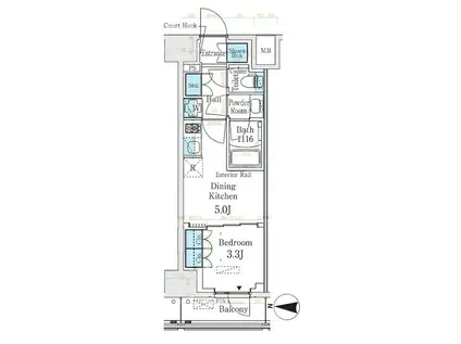 ベルファース錦糸町サウス(1DK/5階)の間取り写真