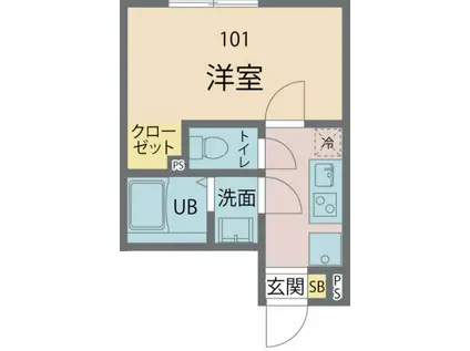 カインドネス北小岩(1K/1階)の間取り写真