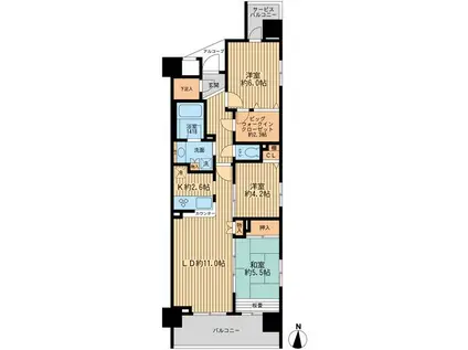 エコロジー錦糸町レジデンス(3LDK/2階)の間取り写真